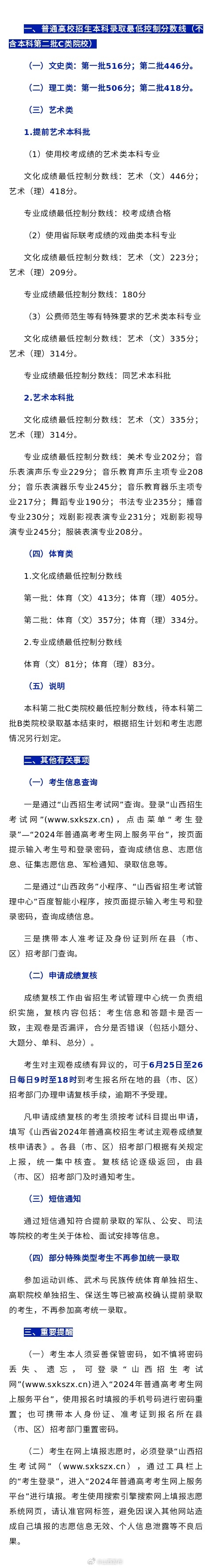 山西最新高考录取概况